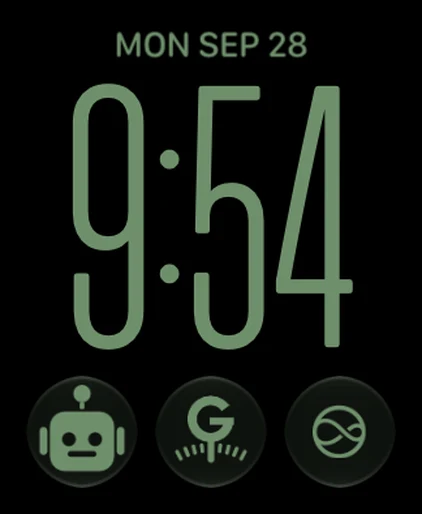 Watch face with the Tuner complication next to other complications